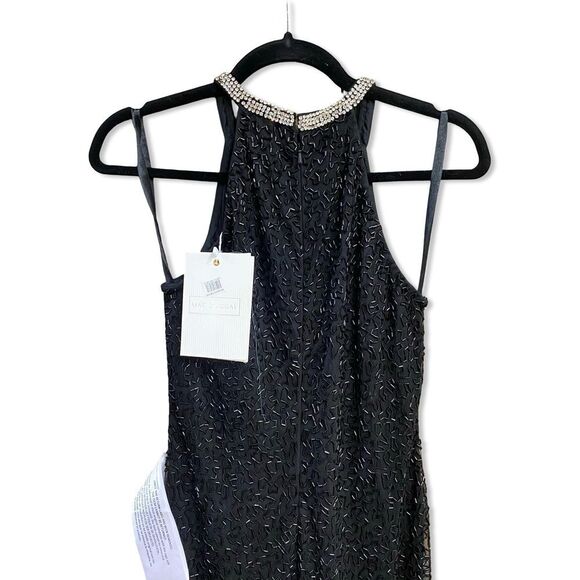 Mac Duggal Black Maxi Dress Beaded Sleeveless High Neck Column Gown 93742 Sz 4 - Picture 8 of 16
